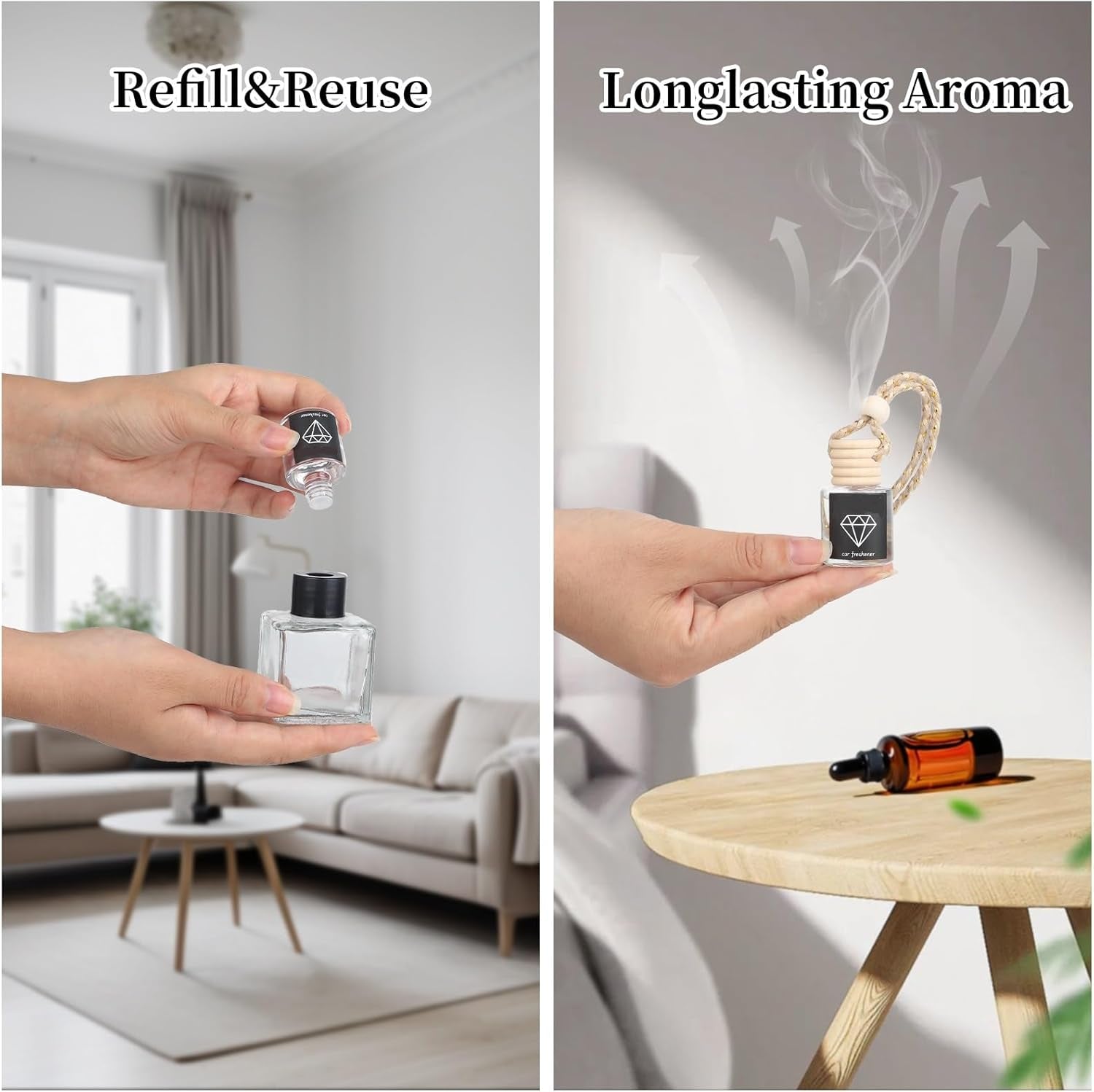 Car Air Freshener Diffuser, Hanging Car Air Freshener Aromatic Odor Eliminator Long Lasting