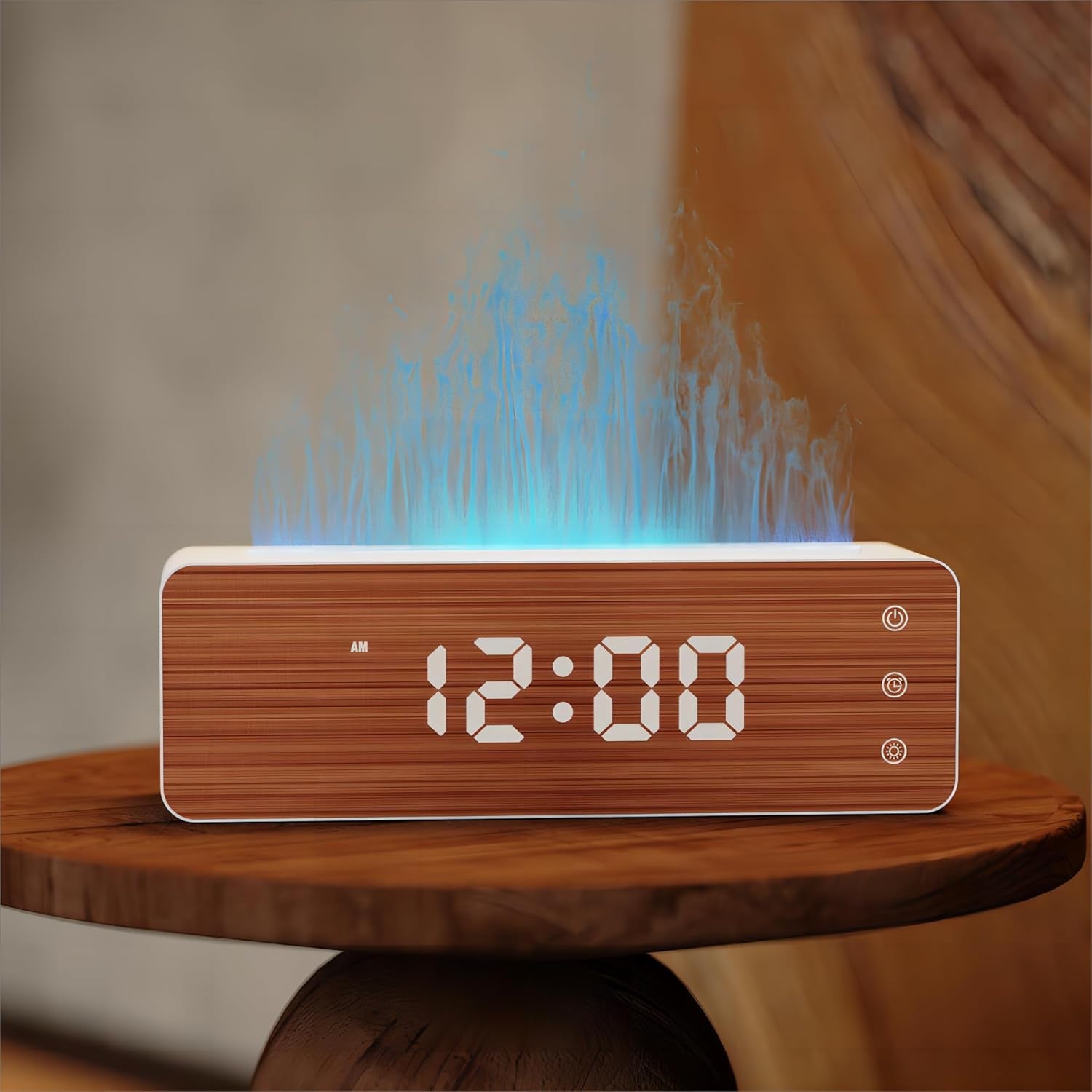 Flame Diffuser Humidifier, 700Ml Large Fire Diffuser Humidifier for Desk, Full-Color Adjustable, Time & Humidness Display, 26Db Quiet, Cool Mist Diffuser, Essential Oil Diffuser for Bedroom