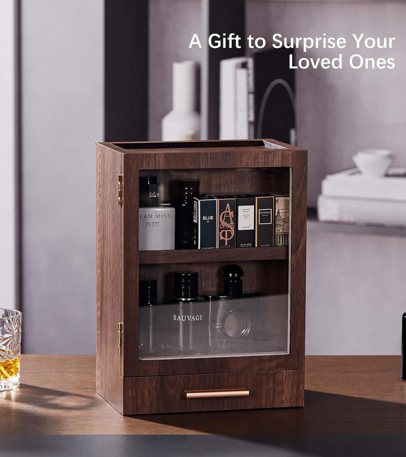 Cologne Storage Organizer with Drawer - Men'S Cologne Holder - Stylish Display B