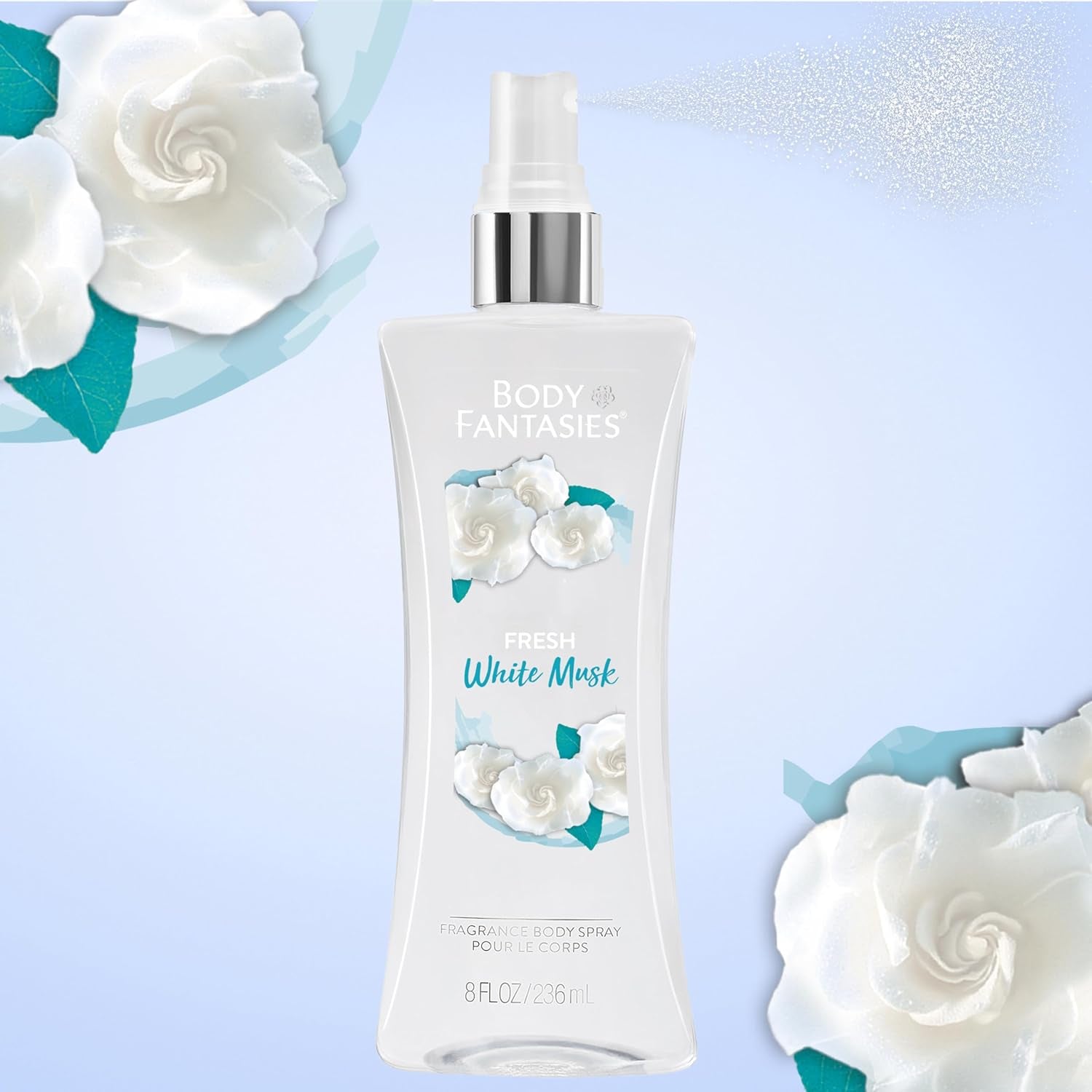 Body Fantasies Signature Fragrance Body Spray, Fresh White Musk, 8 Fluid Ounce
